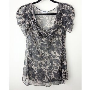 Moschino Cheap And Chic Sheer Silk Lace Print Blouse